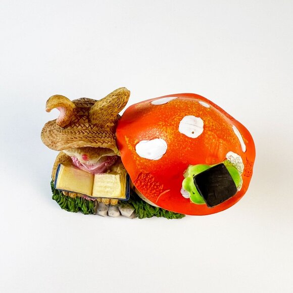 Cottagecore Fairy Garden Kids Room Decor Cute Little Bunny Reader Mushroom Home - Picture 3 of 4